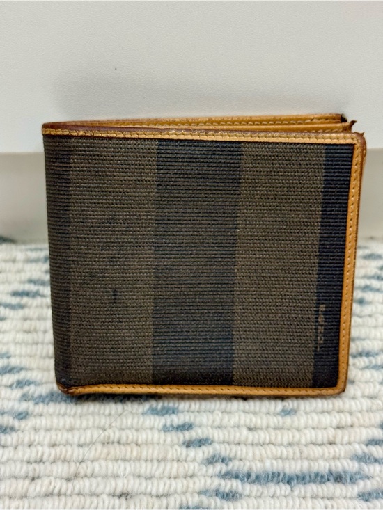 Fendi Other - FENDI Vintage 80’s Unisex Classic Pequin Striped Canvas Brown Leather Bi Wallet